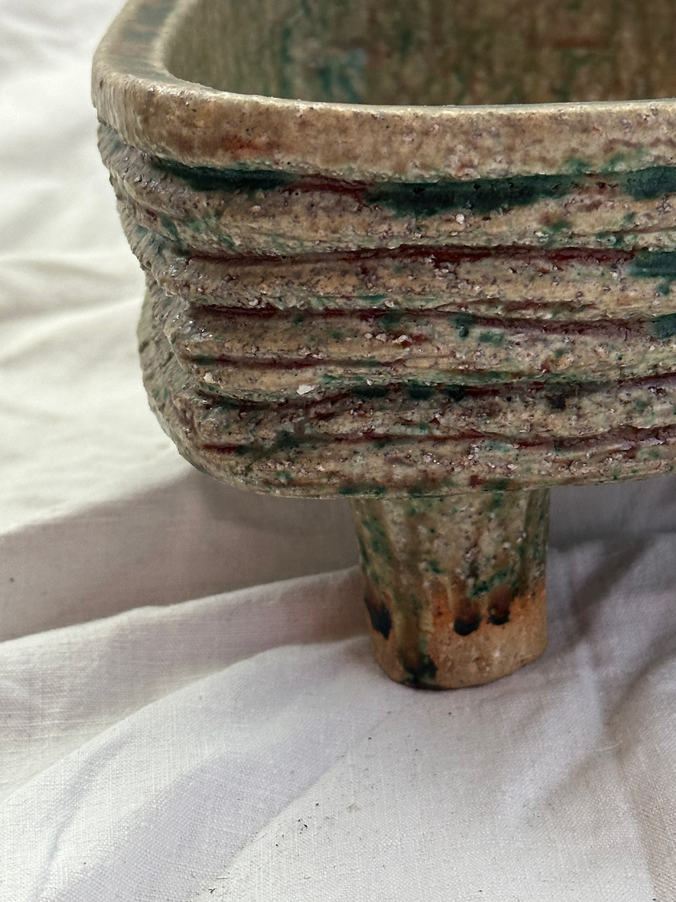 Thumbnail: Rare Vintage Irregular Japanese Studio Stoneware Stilt Abstract Object/Bowl