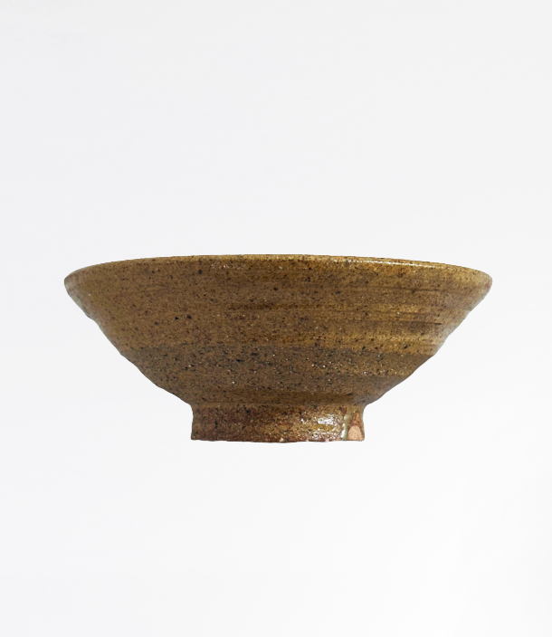 Antique Korean Ido Chawan (Tea Bowl), Rustic Speckled Terracotta, Ribbed Outer