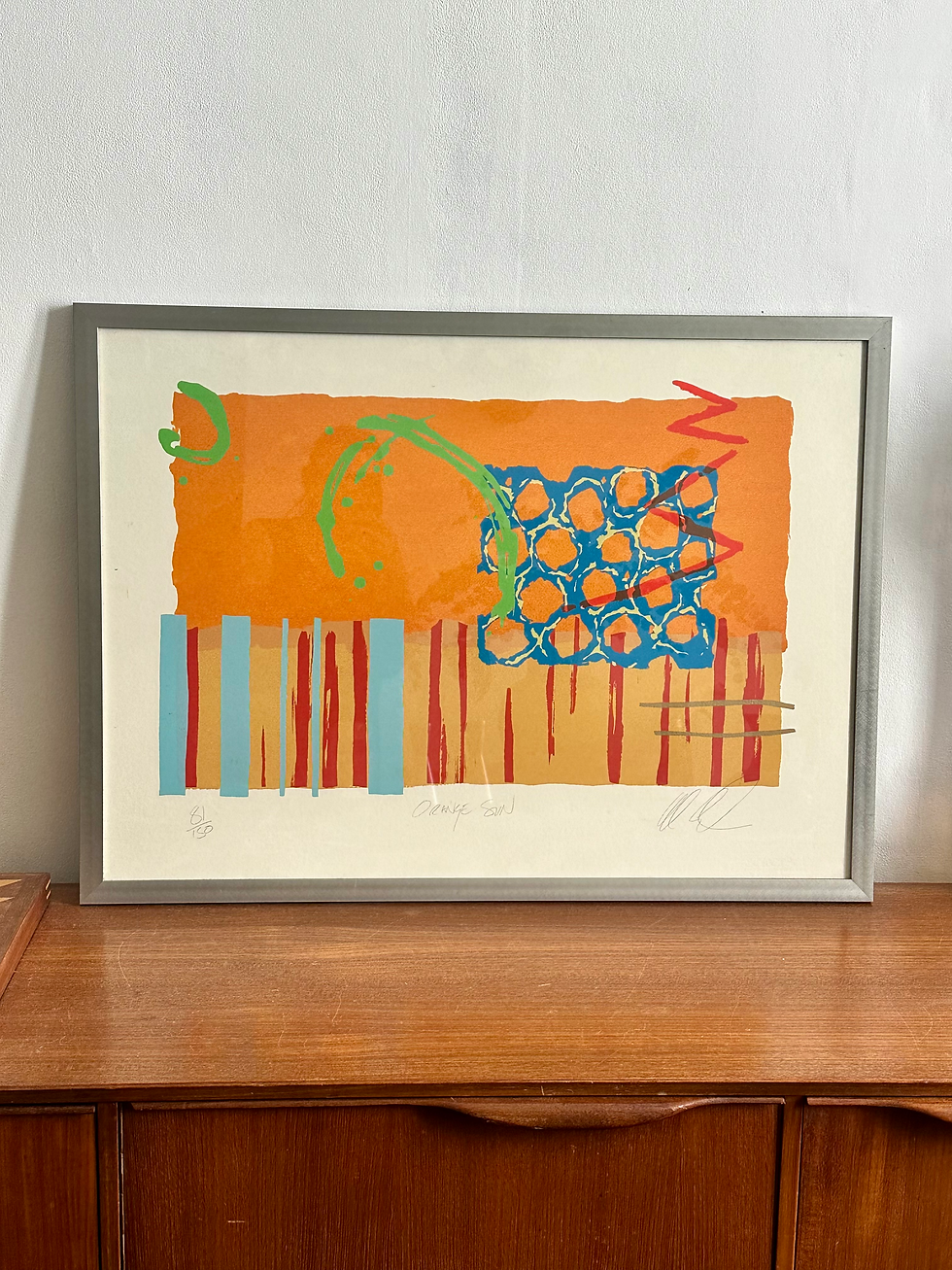 Thumbnail: XL 'Orange Sun' 9-Colour Silkscreen Print by British Abstract Artist, Lee Crew