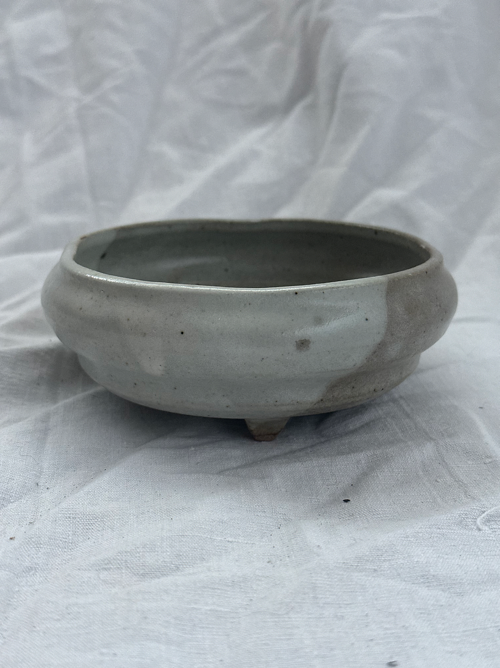 Thumbnail: Vintage Mid-Century Japanese Footed Handmade Ceramic Rice Bowl, Signed