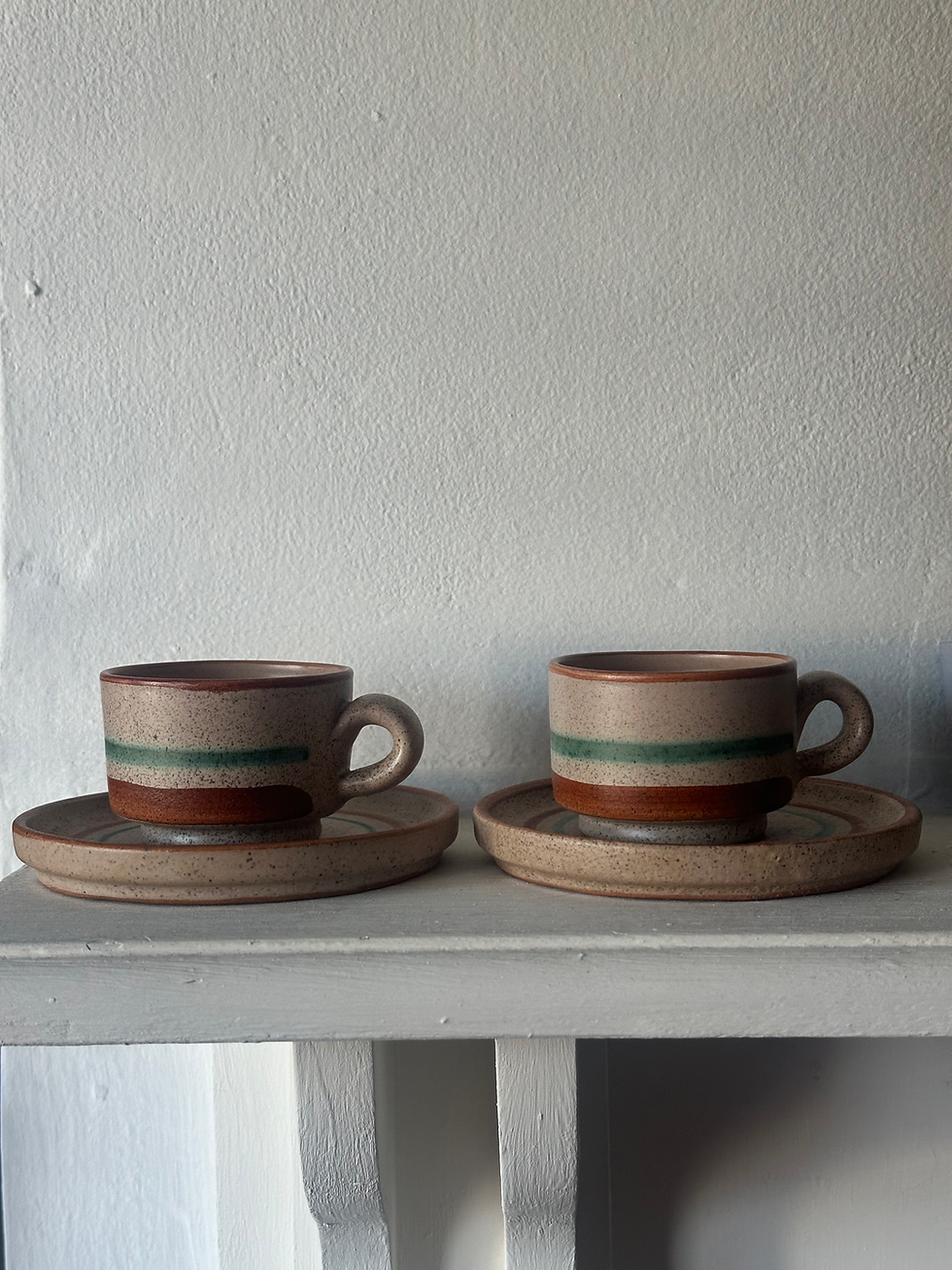 Thumbnail: Set of 2 1970s Mid-Century Espresso Cups & Saucers