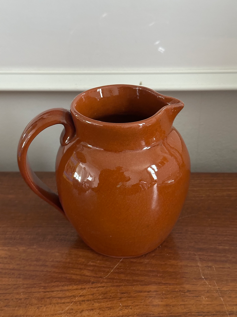 Thumbnail: Small Spanish Rustic Glazed Terracotta Jug/Vase