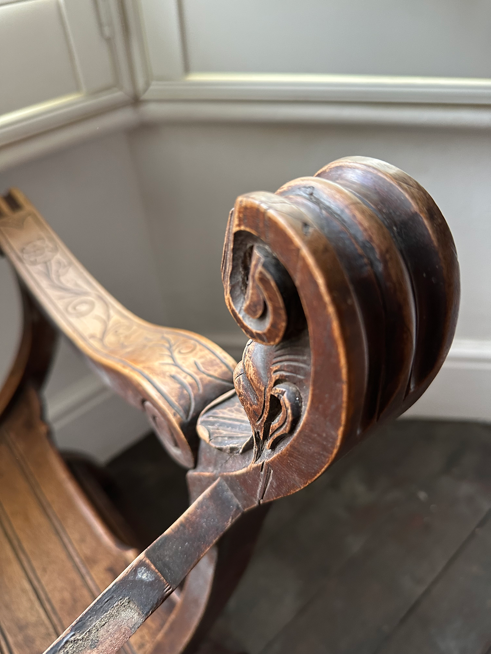 Thumbnail: Antique French Late 19th Century Gothic Revival Dagobert Chair Curule/Savonarola