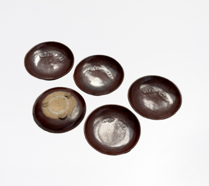 Rare Vintage Japanese Handmade Deep Red Glazed Stoneware Side Plate