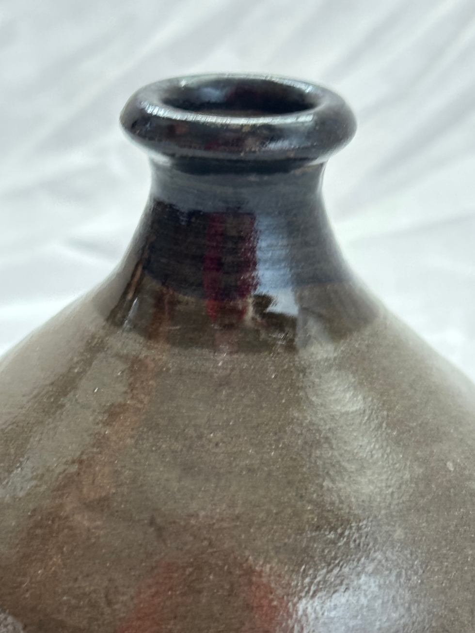 Thumbnail: Vintage Small Brown/Grey Glazed Japanese Minimalist Tokkuri Sake Bottle