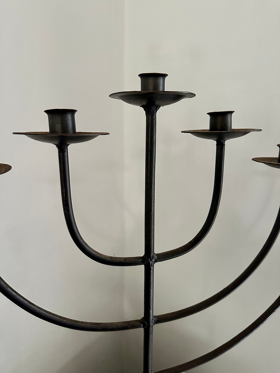 Thumbnail: XL Brutalist 7-Prong Wrought Iron Candle Holder