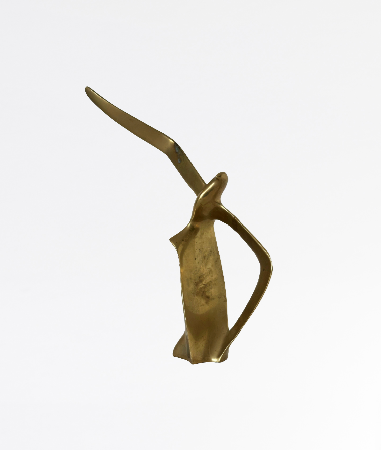 Mid-Century Modernist Solid Brass Bird Sculpture