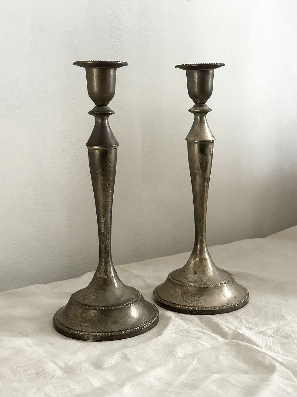 Thumbnail: Matching Pair of Antique Silver Plated Candle holders