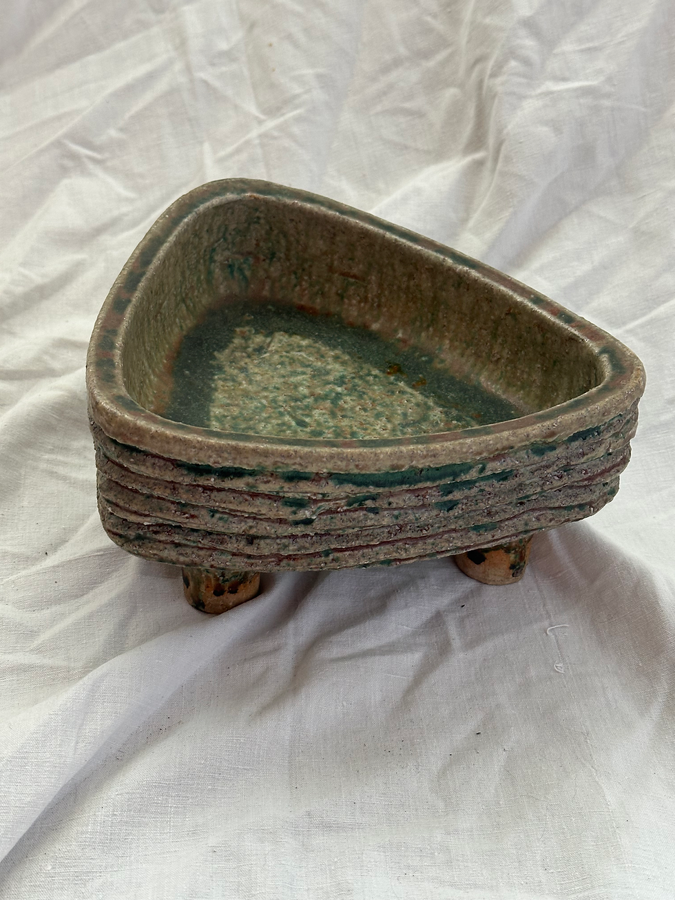 Thumbnail: Rare Vintage Irregular Japanese Studio Stoneware Stilt Abstract Object/Bowl