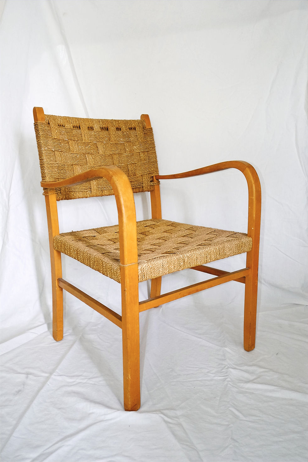 Thumbnail: Vintage Bauhaus Paper Cord Armchair by Ehrich Dieckmann, 1930s