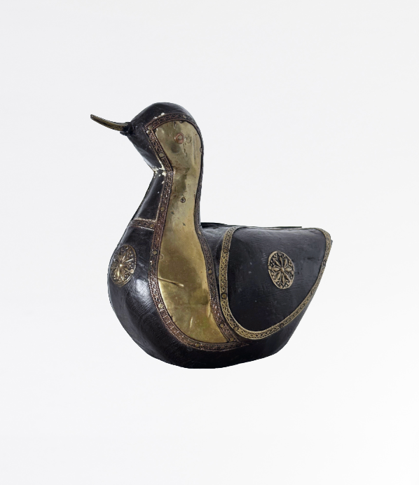 Vintage Early 20th C Indian Sheesham & Brass Handmade Duck