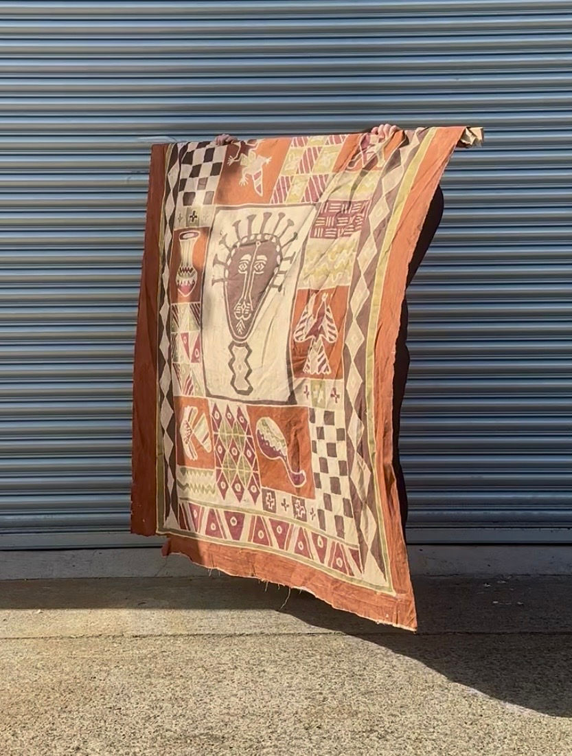 Thumbnail: XL Vintage Handmade Zimbabwean Sadza Batik Fabric Wall Hanging