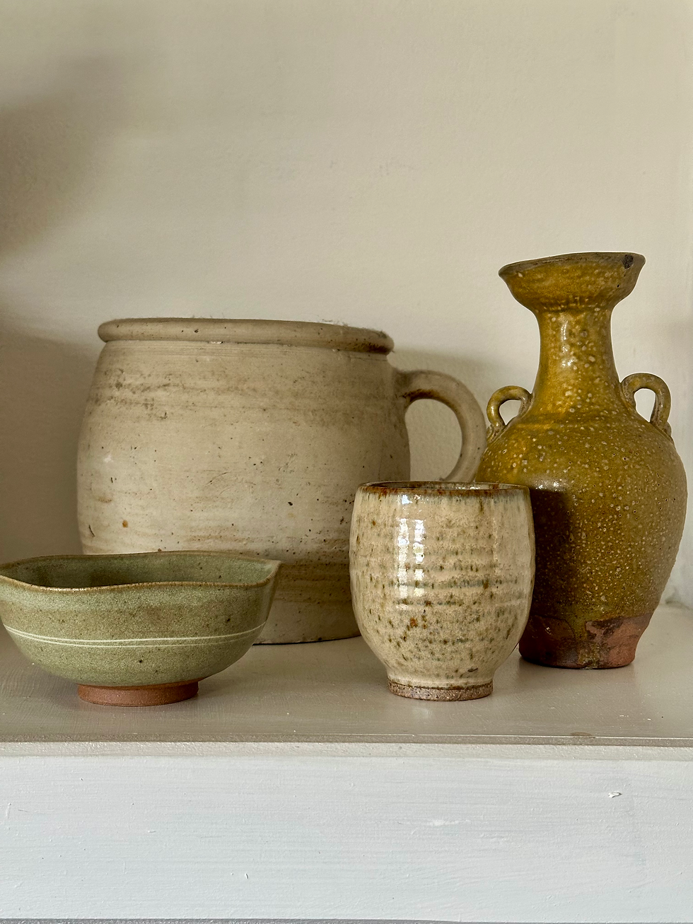 Thumbnail: Antique 19th Century Anatolian Terracotta Washed Olive Glazed Amphora