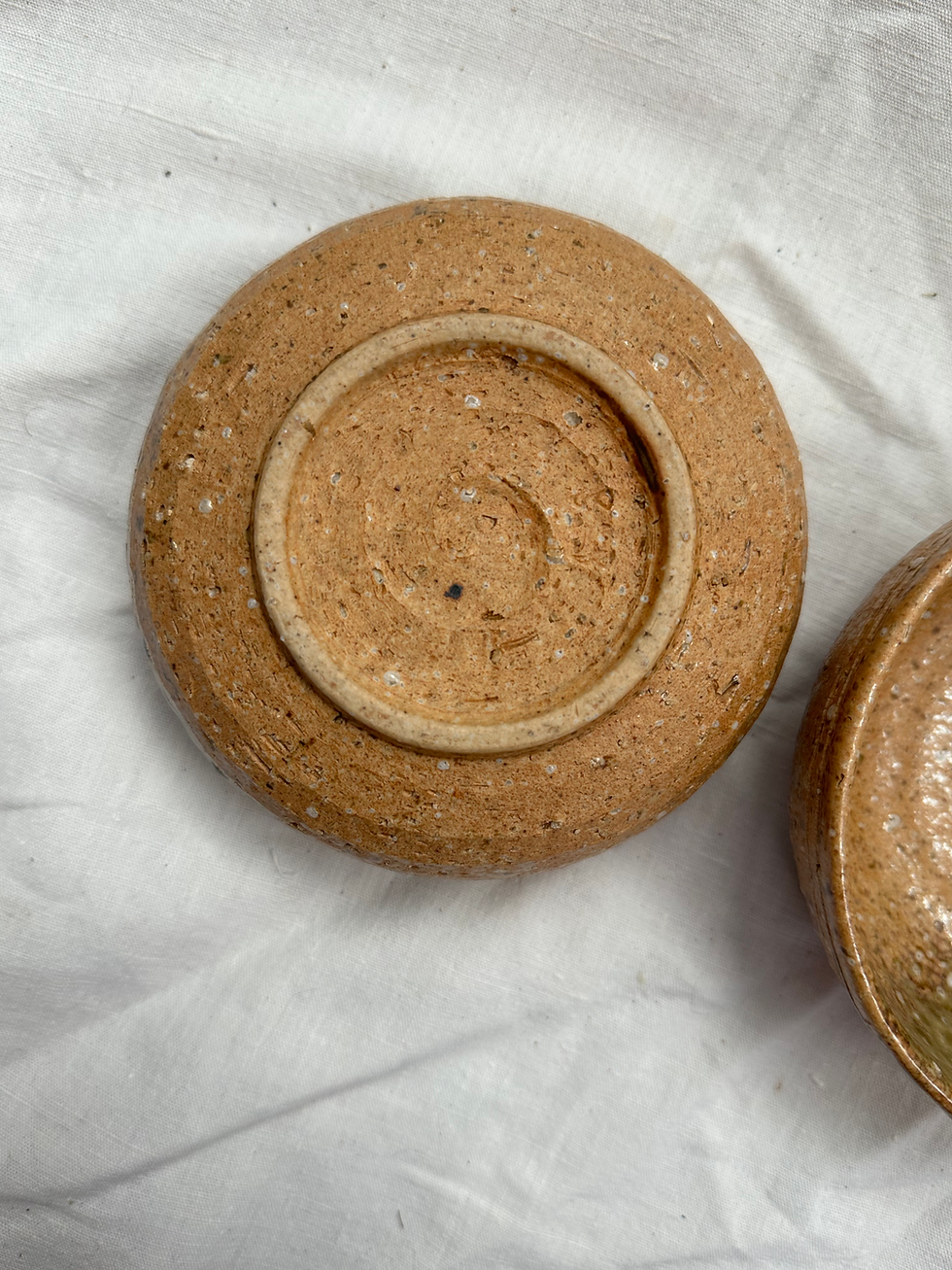 Thumbnail: Vintage Japanese Pyrite Sandstone Speckled Wabi-Sabi Pottery Matcha Bowl