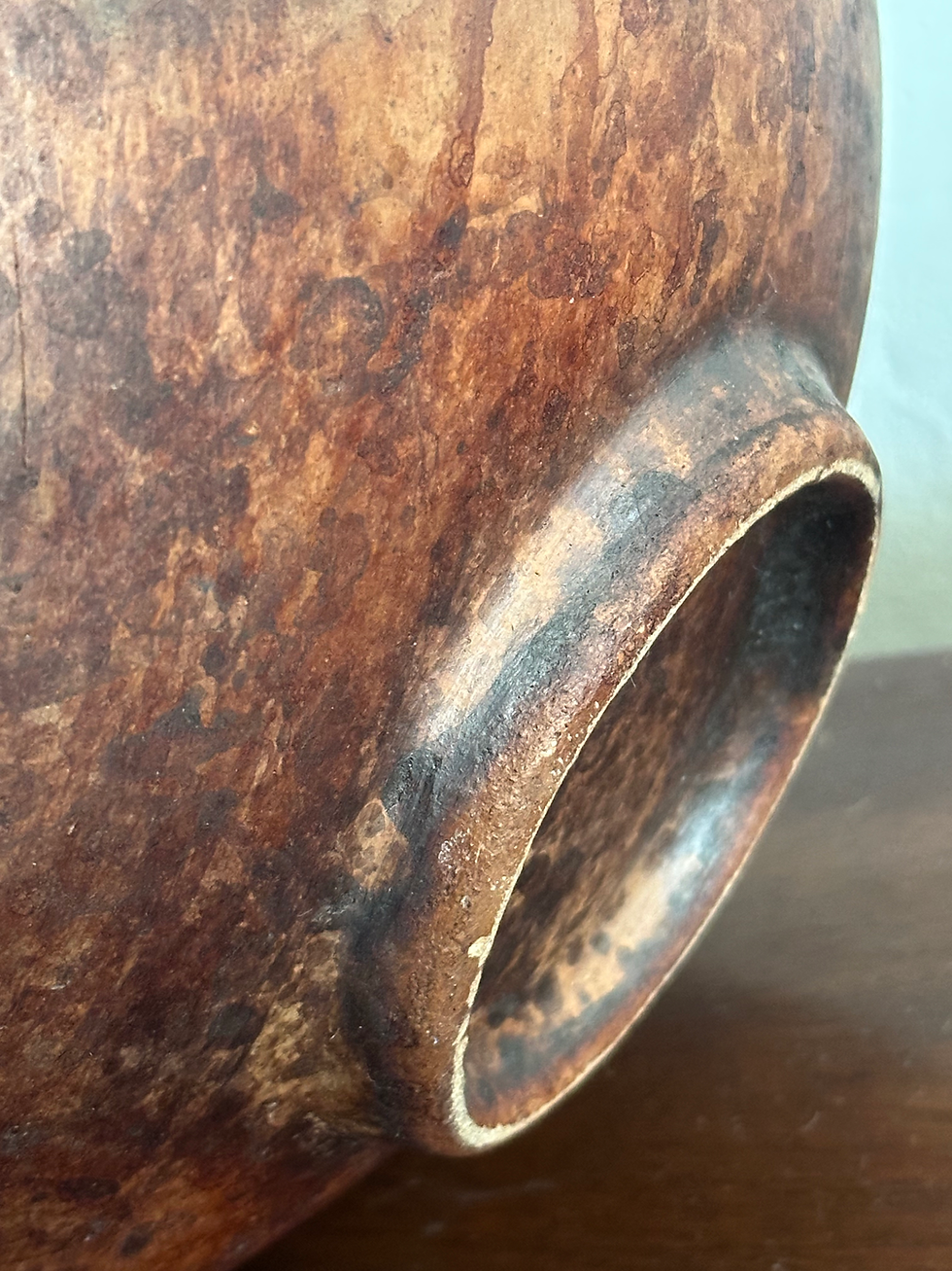 Thumbnail: Antique Art Deco Burnt Clay Pottery Bulbous Vessel/Vase