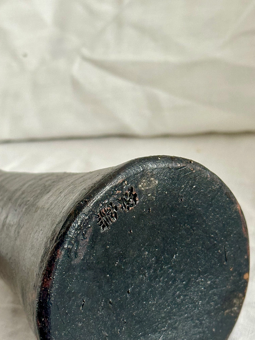 Thumbnail: Vintage Handmade Clay Japanese Raku Pottery Vase (Signed)