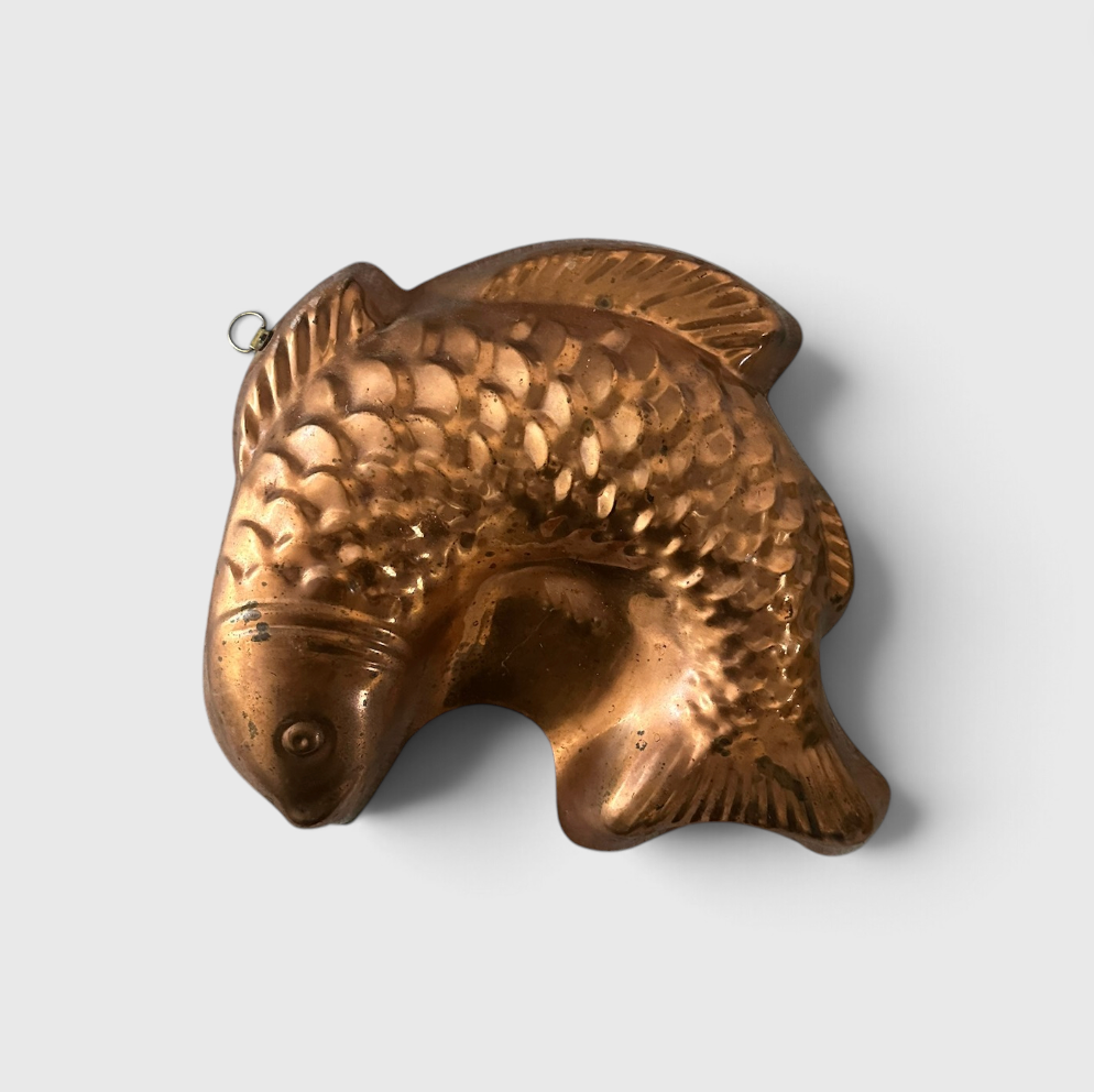 Vintage Tagus Portugal Copper Fish Shaped Jelly Mould