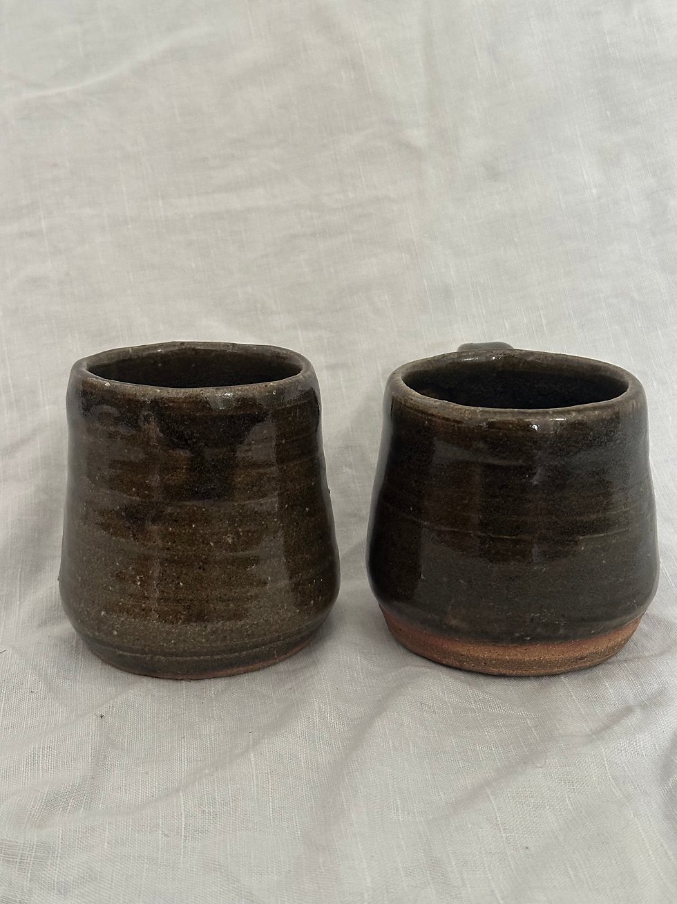 Thumbnail: Studio Pottery Khaki Green Ribbed Mug/Signed