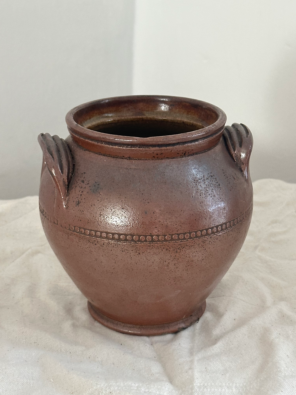 Thumbnail: Antique 19th Century Swedish Dark Brown Salt Glaze Stoneware Pot/Jar
