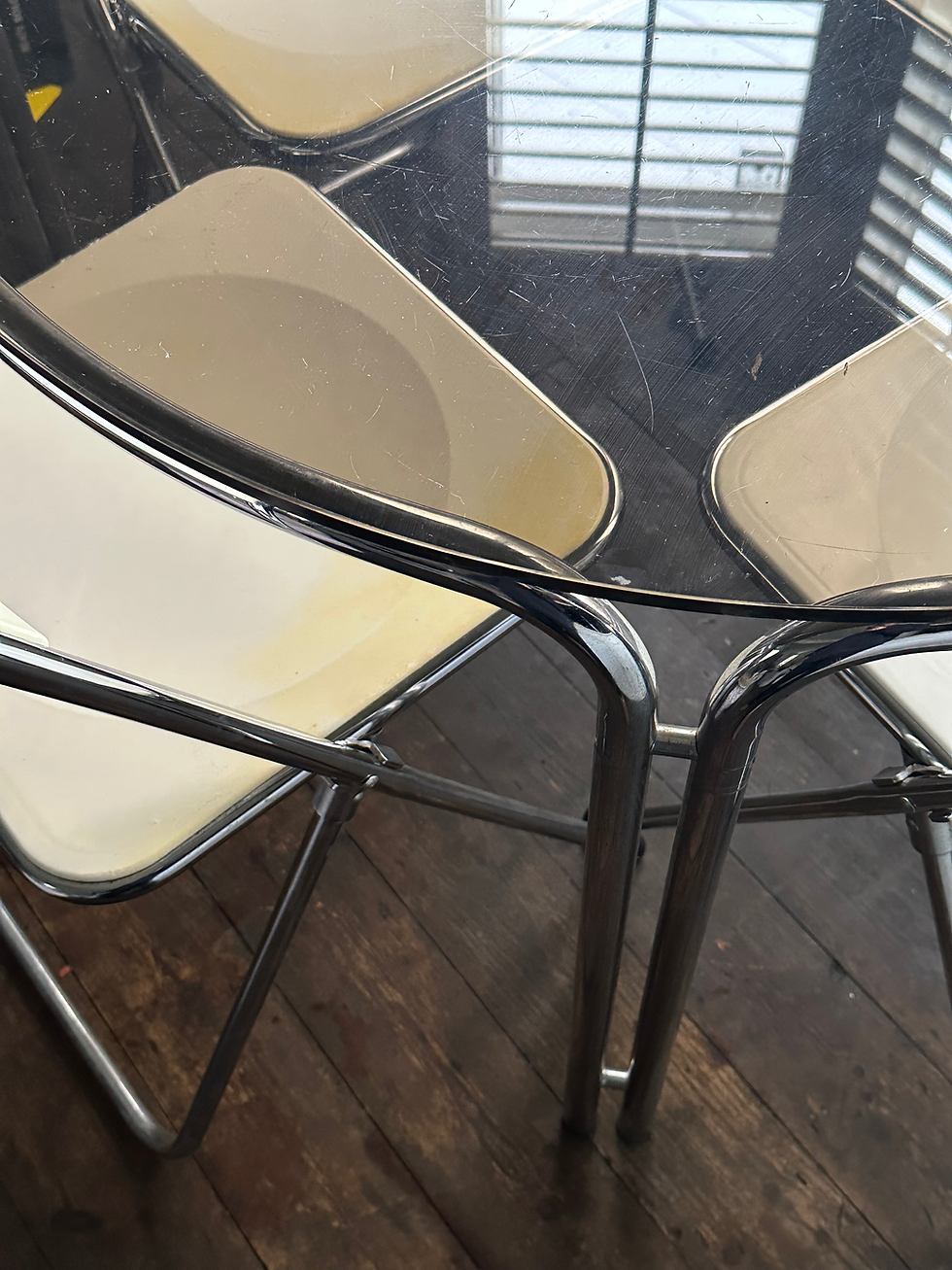Thumbnail: Mid-Century Smoked Glass/Chrome Modernist Round Table-Manner of Gastone Rinaldi
