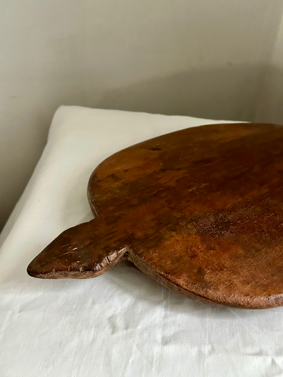 Thumbnail: Antique Rustic Indian Solid Wood Chapati Footed Plate