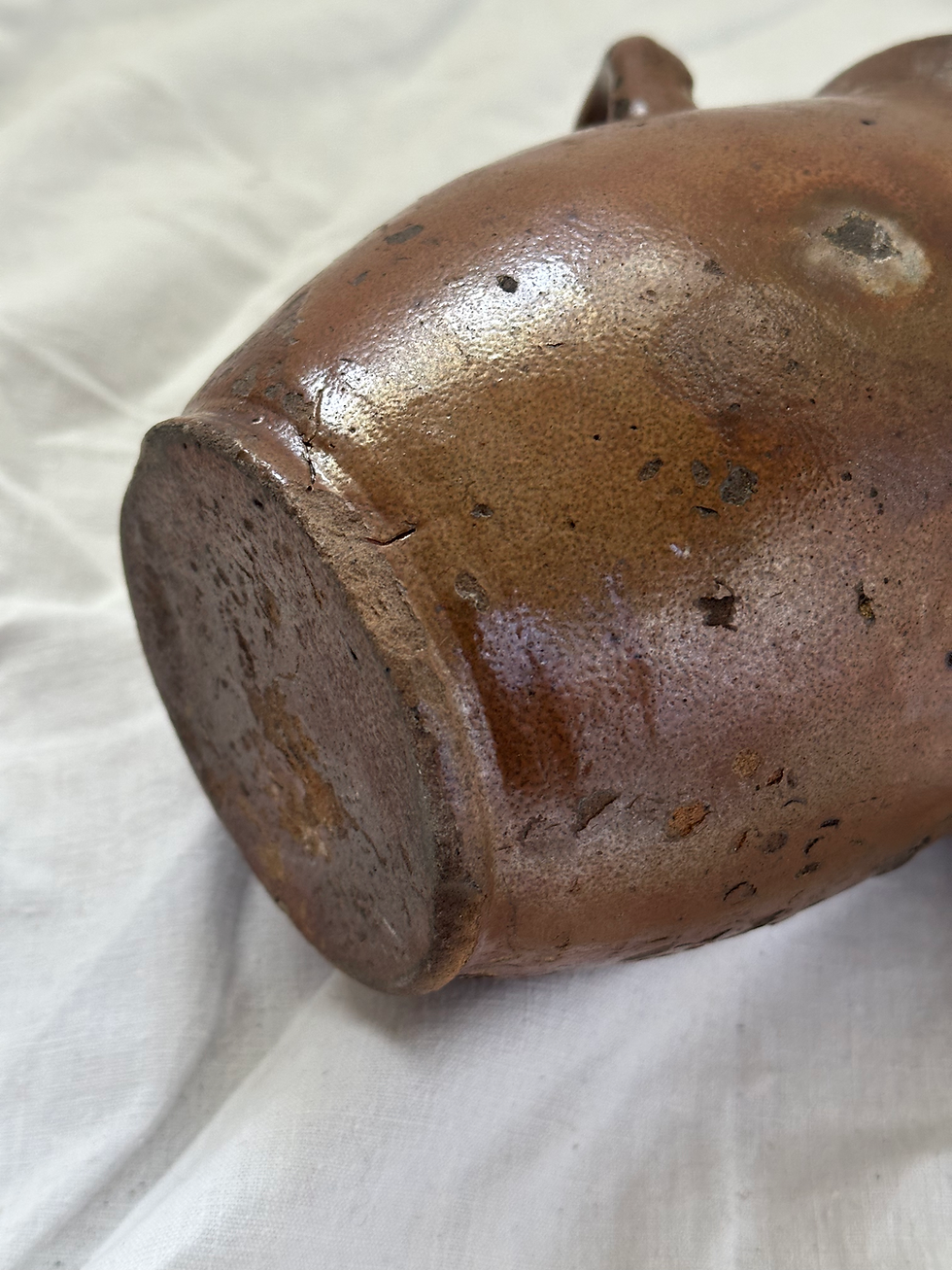 Thumbnail: Small 19th Century Antique French Glazed Stoneware Confit Pot/Vessel