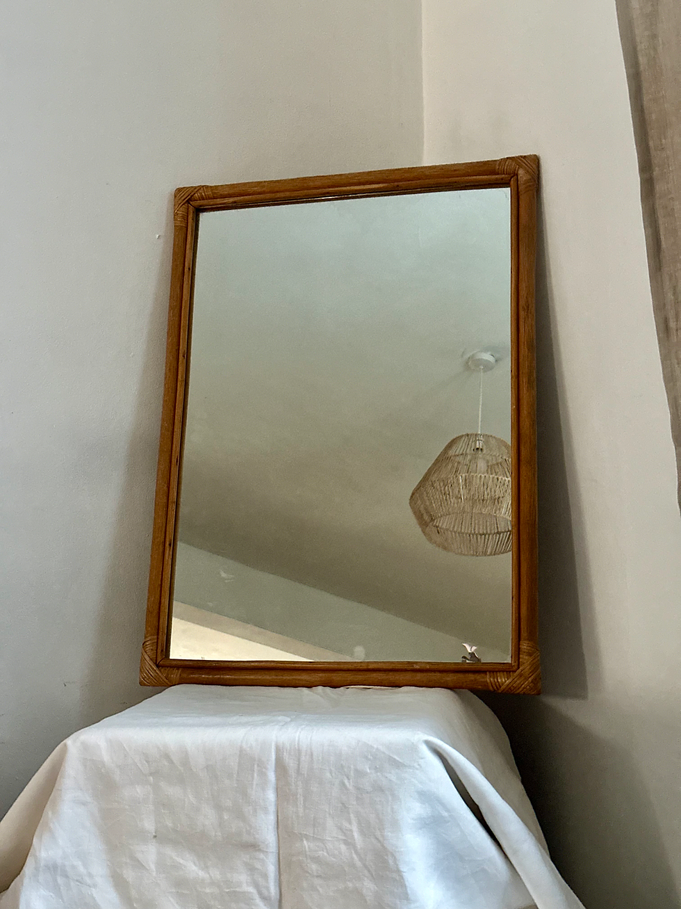 Thumbnail: Large Vintage Bamboo Rectangular Mid-Century Mirror