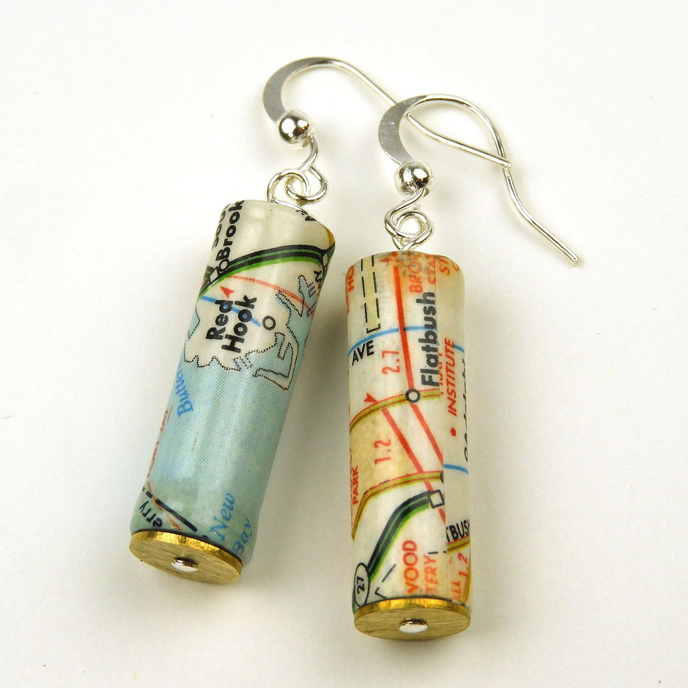 Thumbnail: Map of Brooklyn, NY map earrings on a white background.