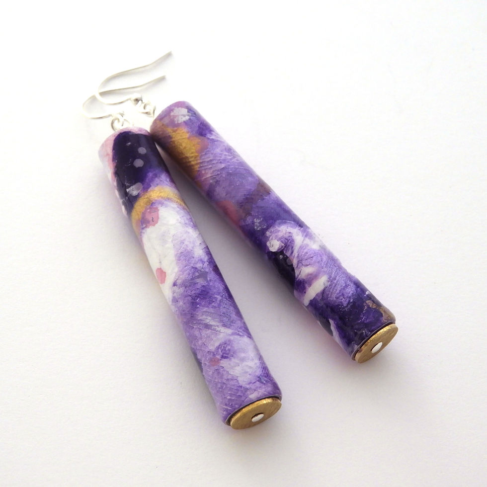 Thumbnail: Abstract Eco-Friendly Painted Paper Bead Earrings | Sample Pack of 10 Units