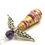 Thumbnail: Pink, purple, and gold paper bead angel ornament laying diagonally, head first, on a white background.