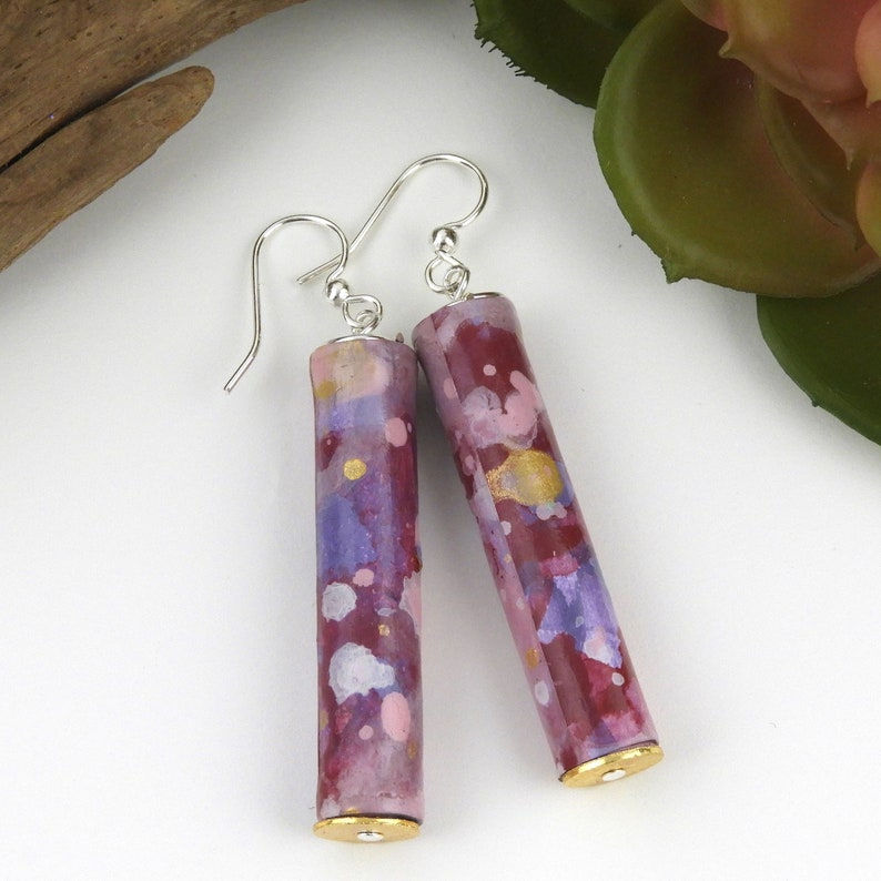 Thumbnail: Abstract Eco-Friendly Painted Paper Bead Earrings | Case Pack of 40 Units