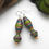 Thumbnail: Purple, green, and teal paper bead earrings on a white background.