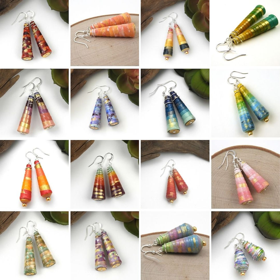 Thumbnail: Hand Painted Eco-Friendly Paper Bead Earrings | Starter Pack of 20 Units