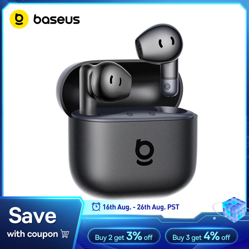 Fones de Ouvido Bluetooth 6.0 Baseus Bass BS2 Lite True Wireless Semi-in-Ear