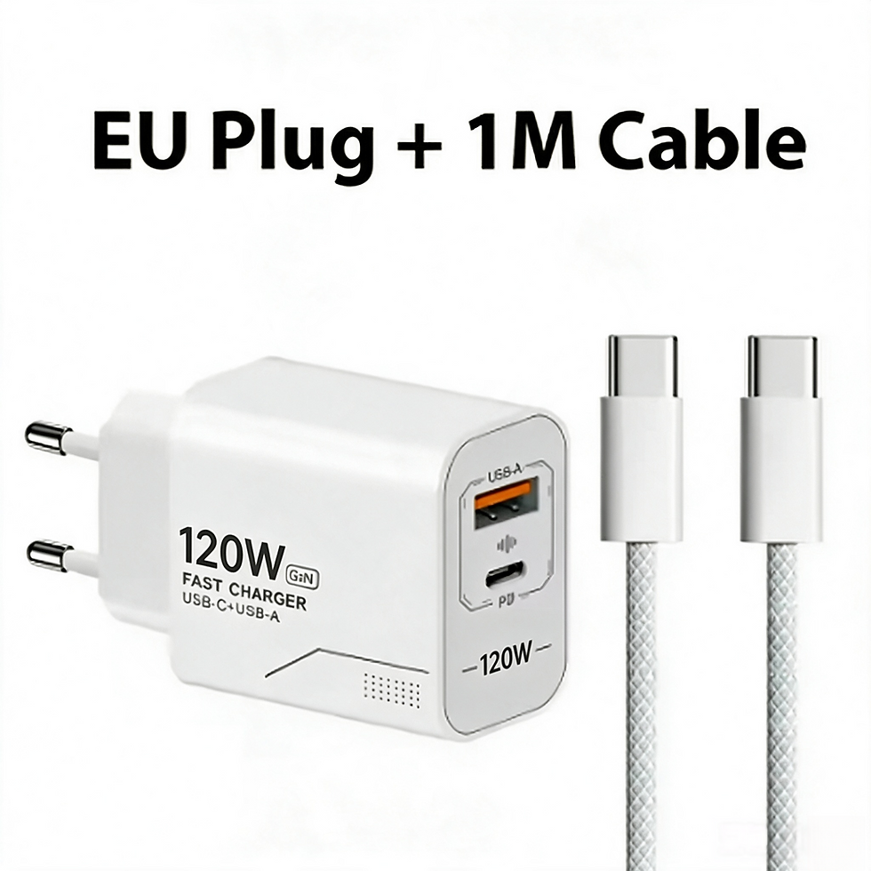 Miniatura: Carregador de Parede GaN de 120W com 2 Portas USB-C, Carregamento Rápido