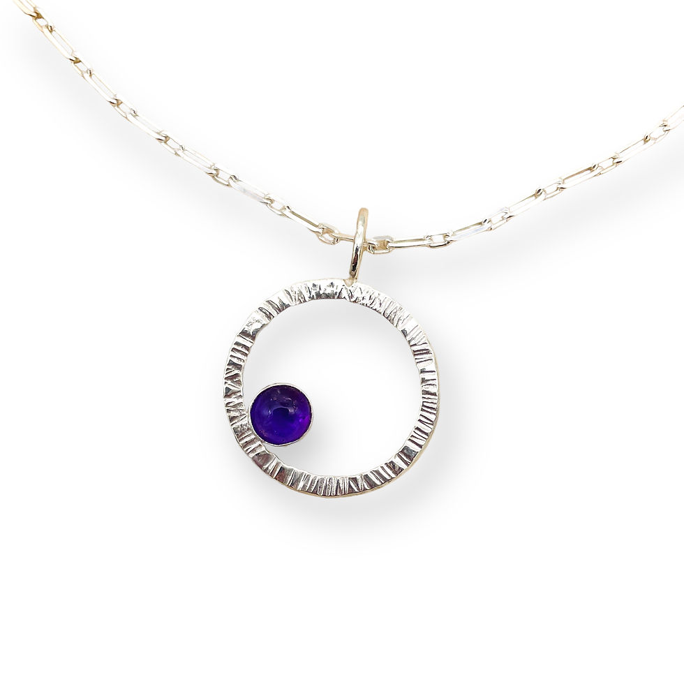 Thumbnail: Hammered Amethyst Circle Pendant