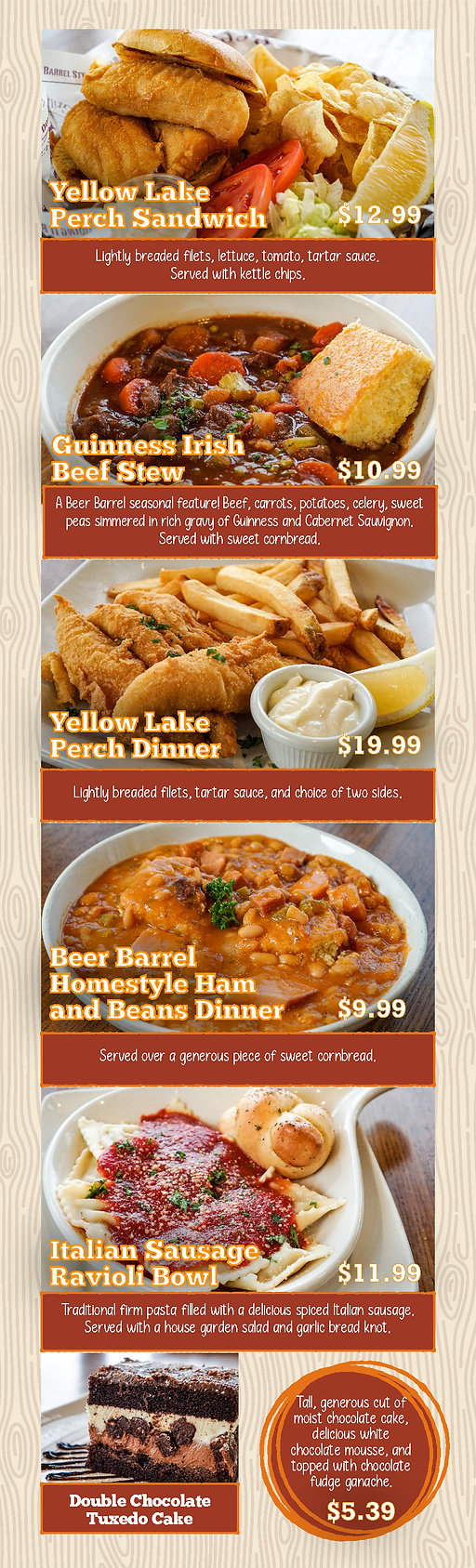 Beer Barrel Pizza Grill Seasonal Menu