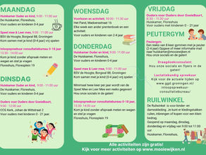 Wekelijkse activiteiten voor ouder en kind in de Korrewegwijk en in de Hoogte!