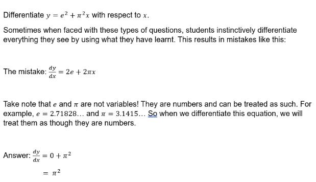 Mistaking Constants Like π and e for Variables