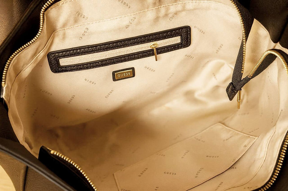 Thumbnail: Guess Black Large Tote Bag with Gold Details