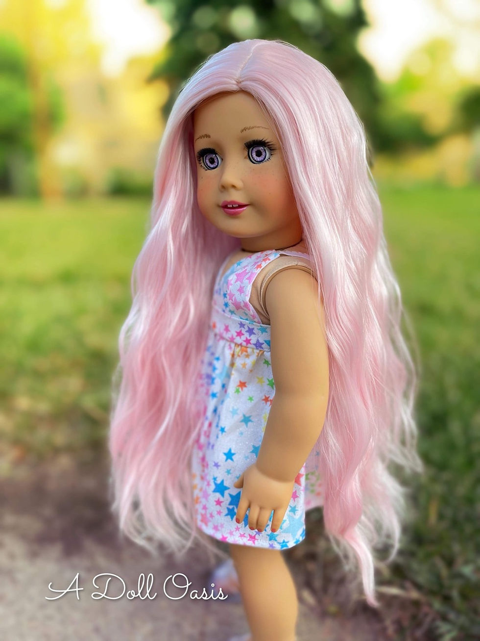 Thumbnail: Guinevere in Petal Pink 11-12” Wig for American Girl & 18" Dolls