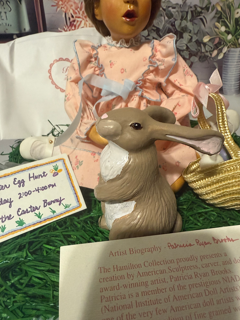 Thumbnail: Adopt Me:  Are you the Easter Bunny? Wooden Carved Doll and Display