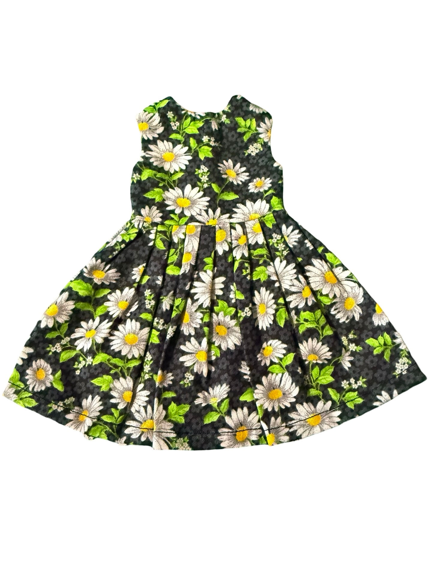 Handmade Cotton Print Dress in Daisy Print for 14” Dolls Wellie Wishers