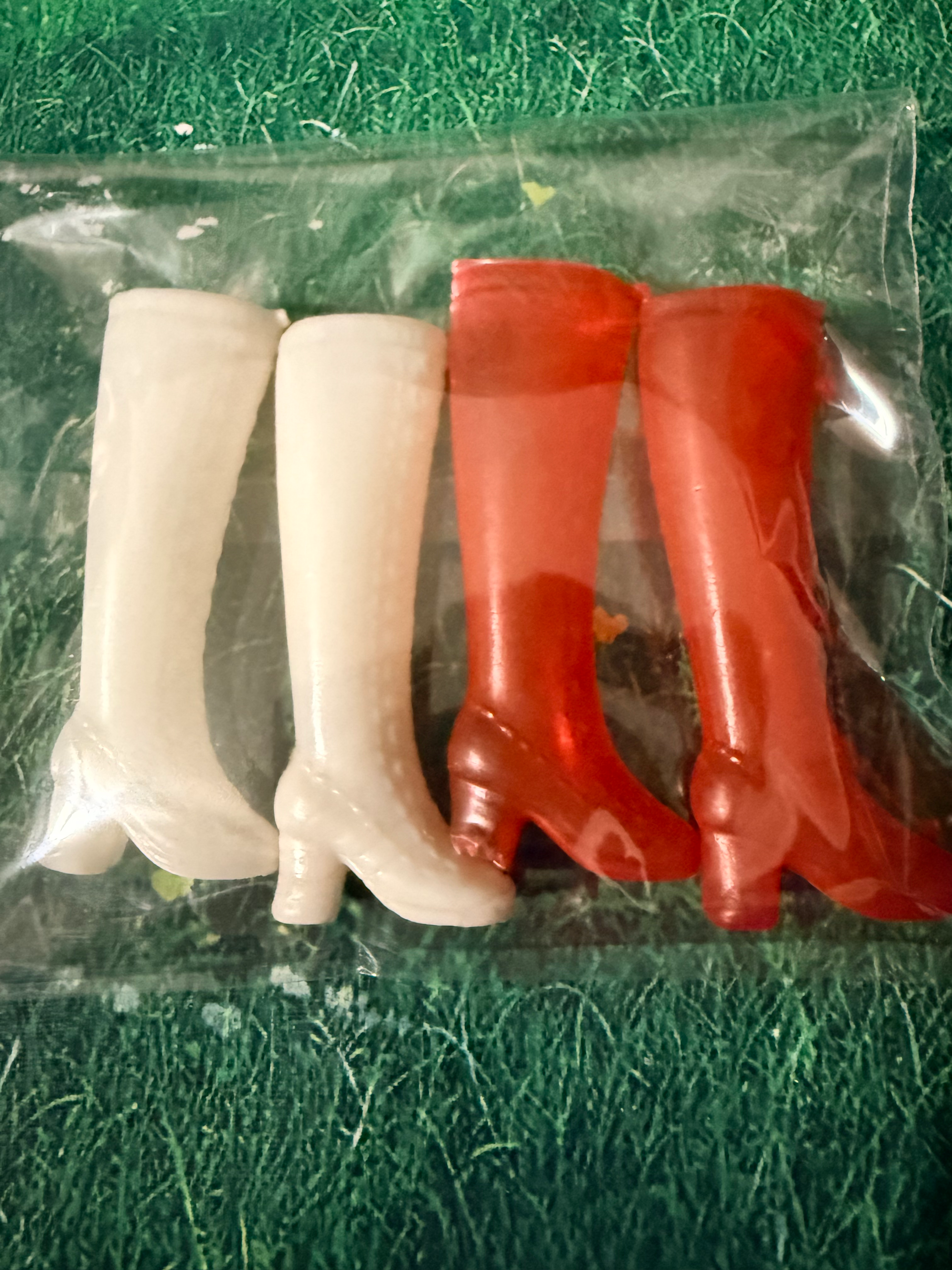 CTB Vintage Lot of Barbie White and Red Plastic Boots