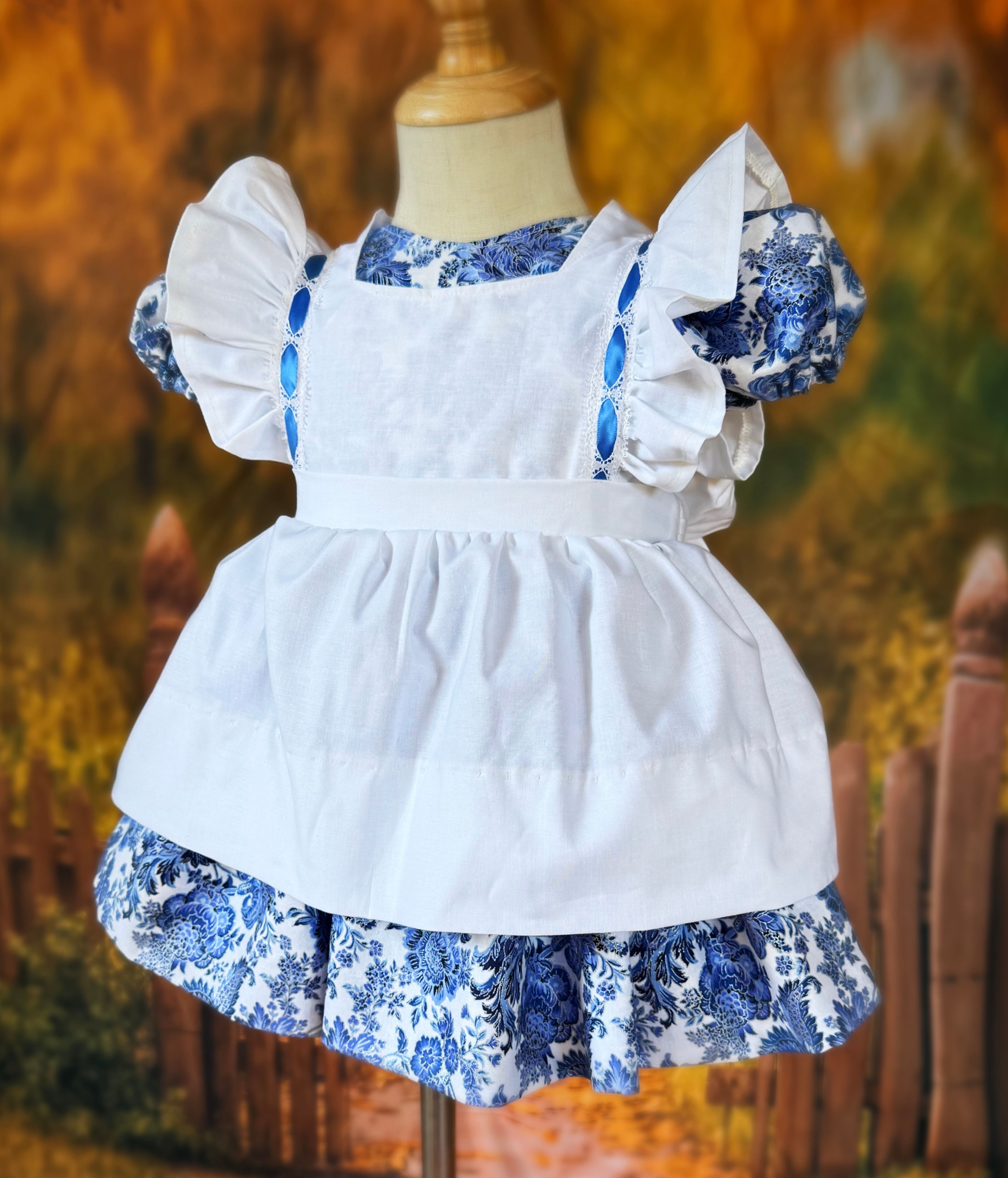 Bonnie Blue Dress and Pinafore for Patti Playpal Dolls