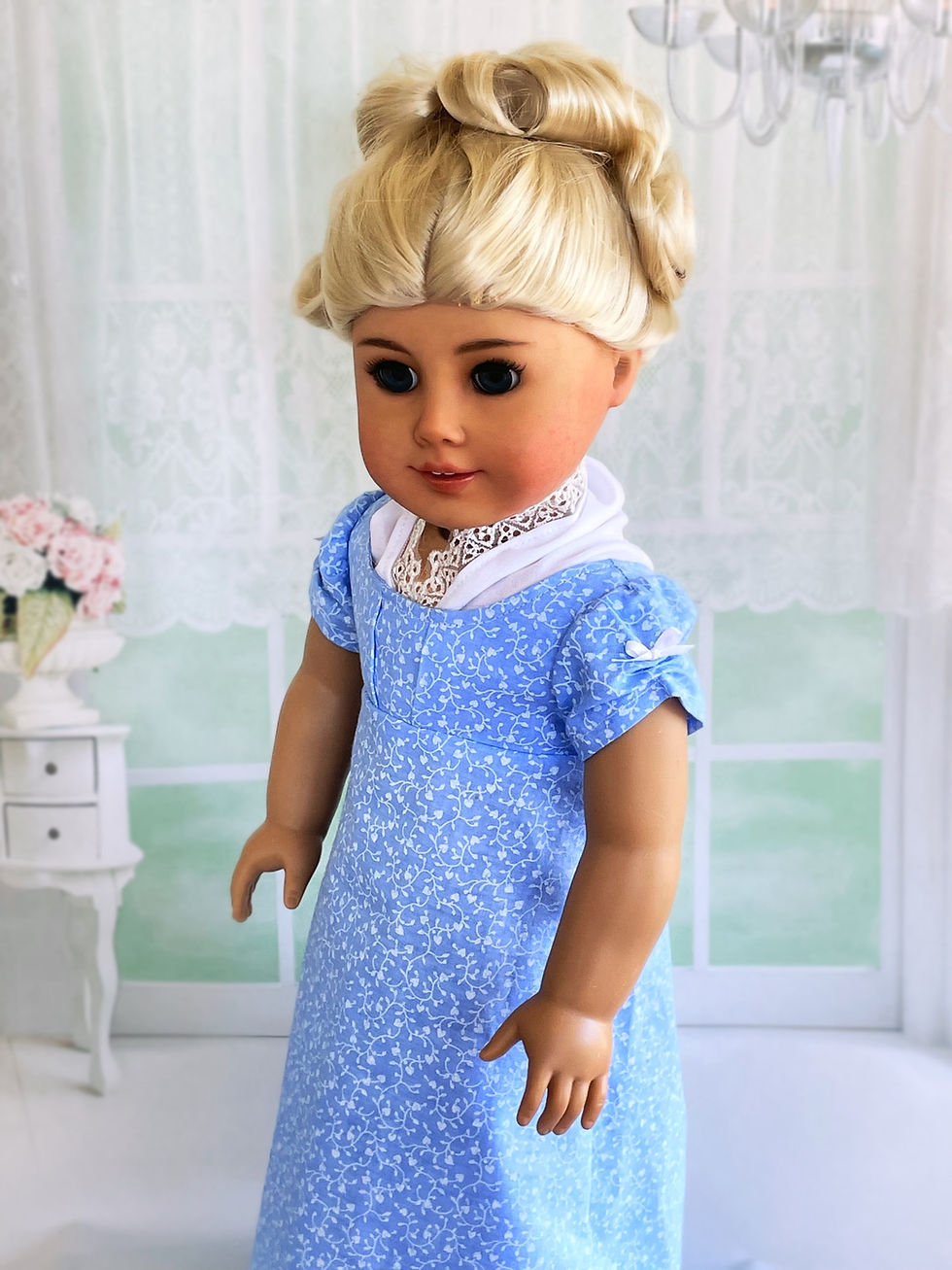 Thumbnail: Parlor Dress Historical Regency Style American Girl & 18" Dolls