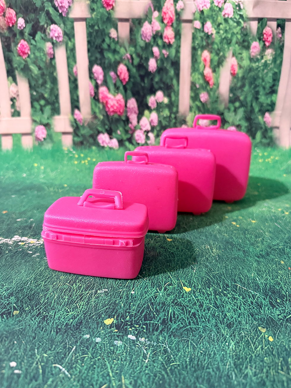 Thumbnail: CTB Vintage Barbie 1960’s Plastic Samsonite Like Hot Pink 4-PC Set Suitcases