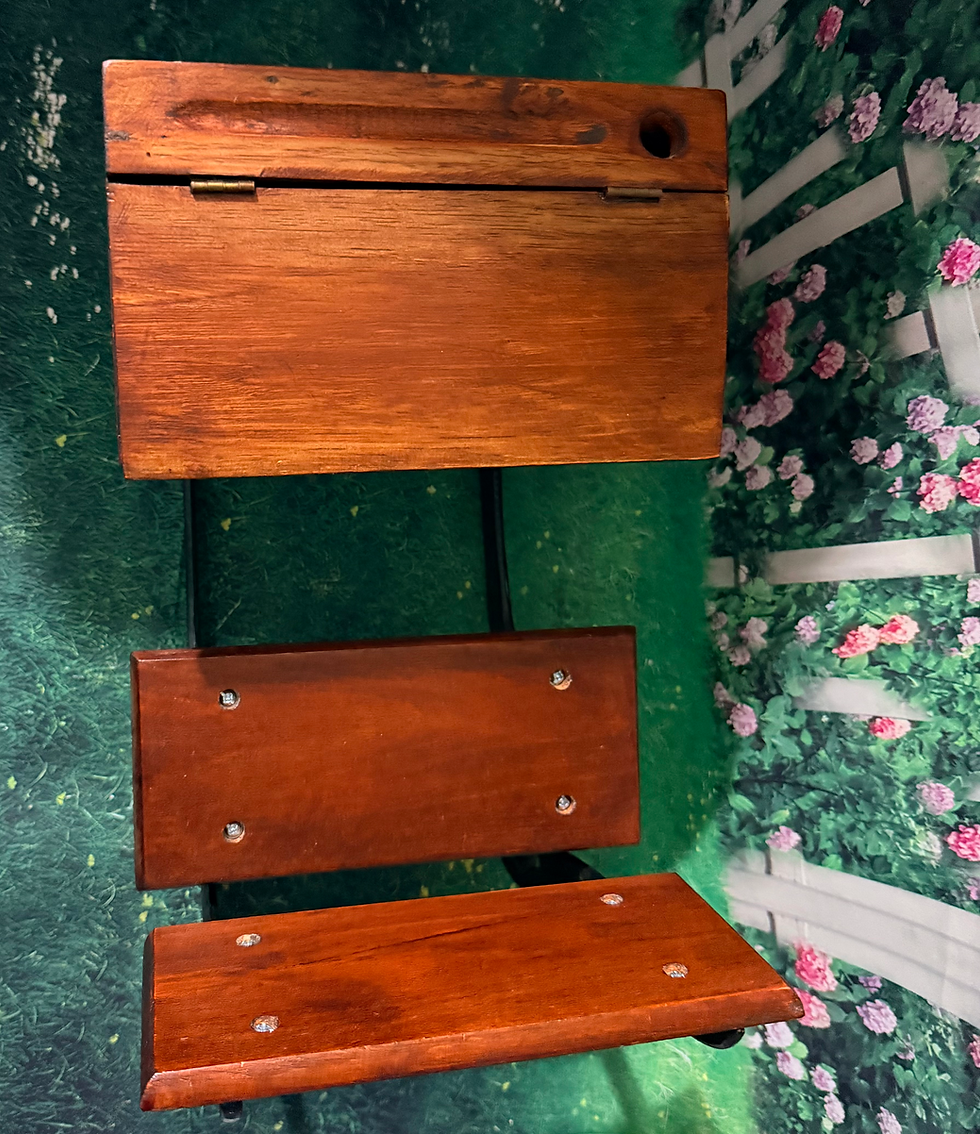 Thumbnail: 18” Doll Dark Stain Iron and Wood Historical School Desk