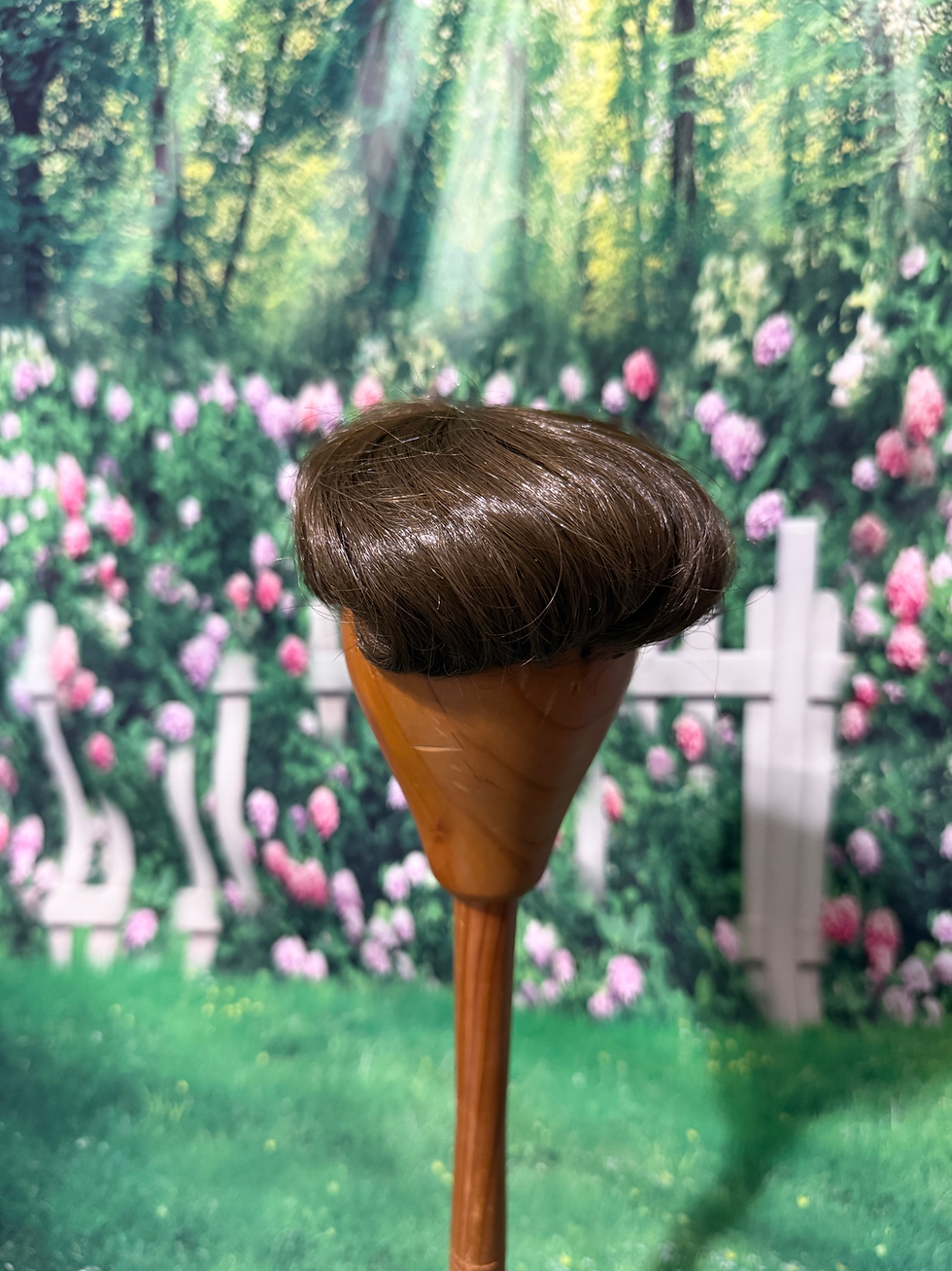 Thumbnail: Vintage Wig Size 8-9” in Light Brown 3/4 Cap for Bisque and Composition Dolls