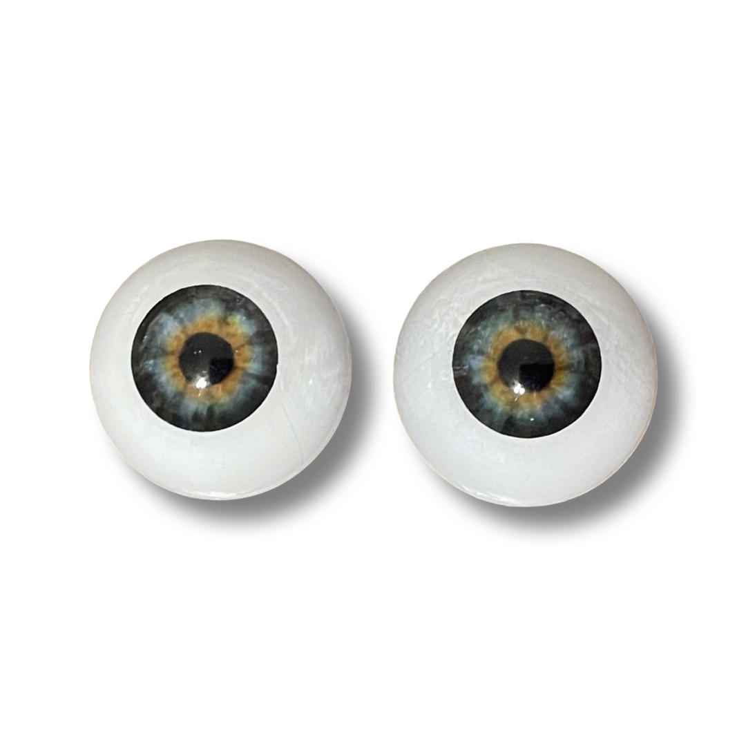 Realistic 20mm Acrylic Half Dome Eyes in Hazel for Reborn My Twinn Dolls